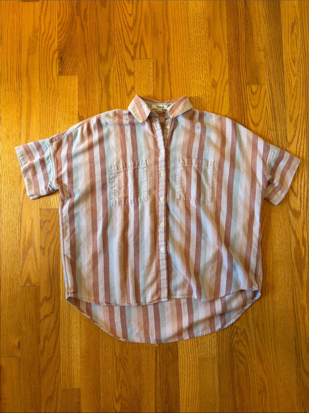 Madewell | Flannel Courier Shirt in Sunrise Stripe | Size Small